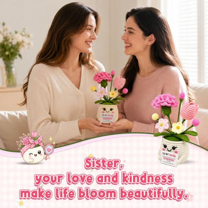 Crochet Flower Sister Birthday Gifts, Love You Sister Gifts - color: Sister