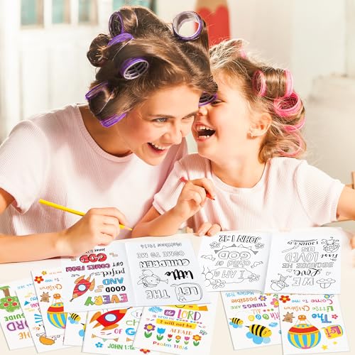 48Pcs Religious Coloring Books Bible Verses DIY Color-in Pages - color: A-bible Style ② (48pcs)