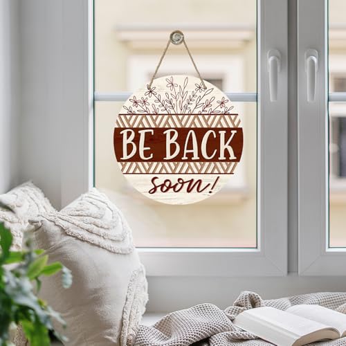 Be Back Soon Front Door Sign, Flower Leaves Wood Door Hanger - color: Be Back