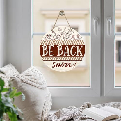Be Back Soon Front Door Sign, Flower Leaves Wood Door Hanger - color: Be Back