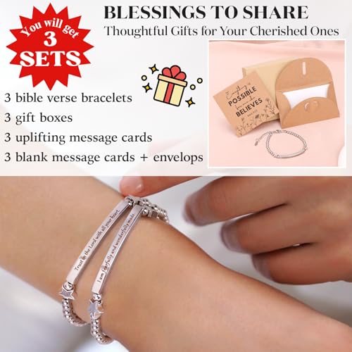 kilofly Set of 3/6 Bible Verse Bracelet Christian Unique Religious Gift for Women - style: Faith Set3
