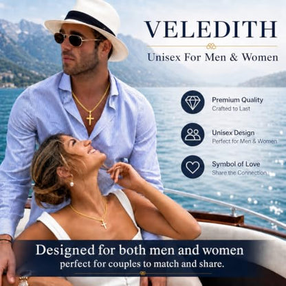 925 Sterling Silver Cross Necklaces for Mens Women CZ Beveled Edge - color: Classic small silver cross