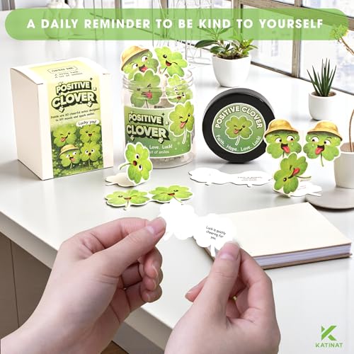 Positive Clover Jar - 60 Inspirational Affirmation Cards, Emotional Support - color: KAT- K- Positive Clover Jar