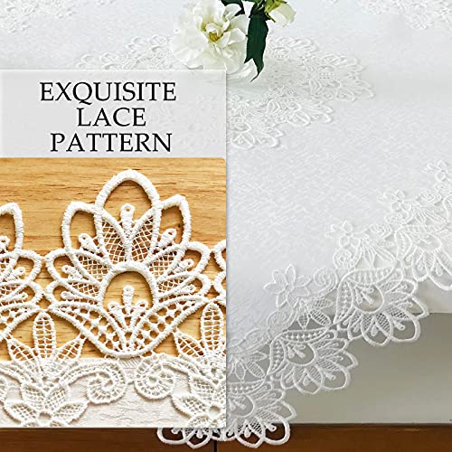 Lace Tablecloth Rectangle Fabric Washable Off White 16x35inch - color: H17176-white-1, size: 16*35