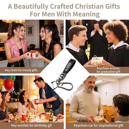 Christian Cross Keychain for Men and Women Faith Gift for Dad/Son/Husband/Loves/Friends on Christmas/Easter