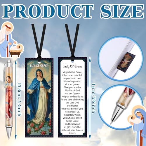 Sayglossy 40 Pcs Catholic Bible Gifts Set 20 Christian Ballpoint Pens ＆20 Prayer Bookmarks Religious Saints Jesus Virgin Mary Gifts Bulk for First Communion Baptism Confirmation Lent Favors(Classic) - style: Classic