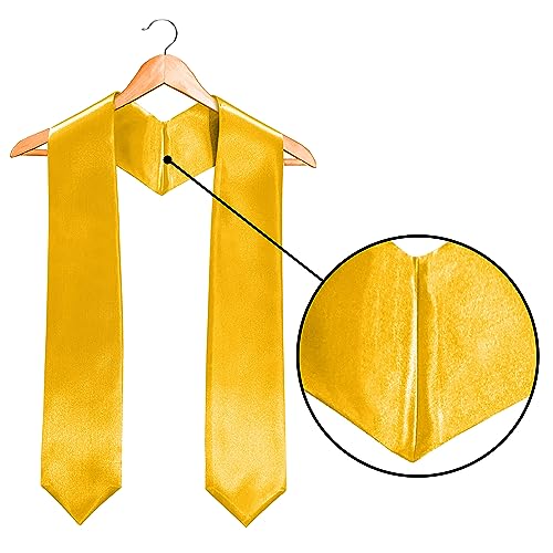 Plain Graduation Stole Sash 60 Inch Unisex Adults Solid - color: Gold Stole