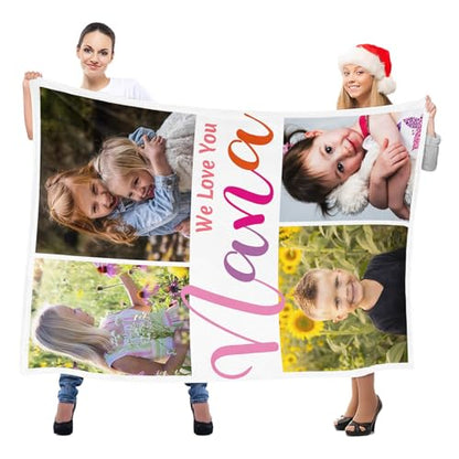 inkArts Custom Blanket with Photo, Personalized Blanket, Customized Photo Blankets, Customizable Picture Blankets, Personalized Photo Gifts for Kid Baby Girl Boy Pet - color: 4 Photos