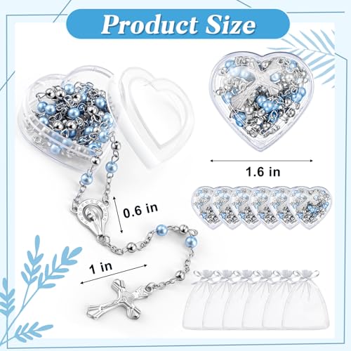 ROCEEI Catholic Rosary Necklace with Crucifix 4mm Beads - color: Blue