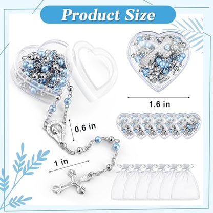 ROCEEI Catholic Rosary Necklace with Crucifix 4mm Beads - color: Blue