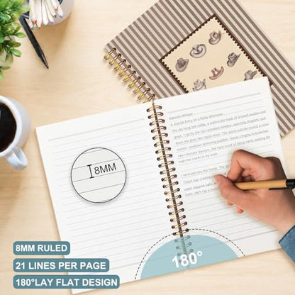 Cowboy Hat Western Spiral Notebook 5.5x8.3 - color: White Cowboy Hat Western Striped