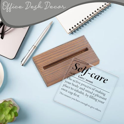 Self Care Inspirational Desk Sign for Women Men, Motivational Acrylic Office Decor with Positive Wellness Quote, Mental Wellness Encouragement Gift for Coworker Friend Therapist Nurse EC438 - style: Coworker Friend Therapist