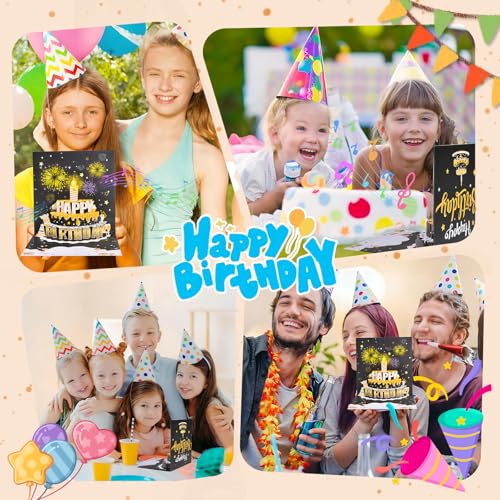 3D pop-up music birthday card - LED Light Cake Greeting Card - color: Cake - Black