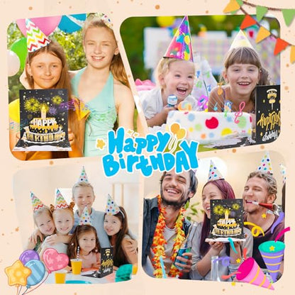 3D pop-up music birthday card - LED Light Cake Greeting Card - color: Cake - Black