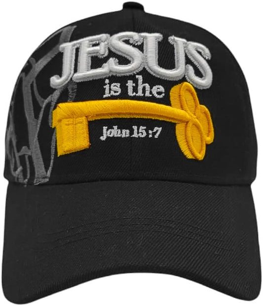 Black Duck Brand 3D Jesus is The Key Embroidered Jesus Christian Ball Cap - color: Black