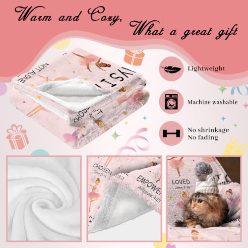 God Says I Am Christian Gifts for Girl Ballet Dancer Blanket 50"x60" - color: God Says - Ballet 01, size: 50"x60"