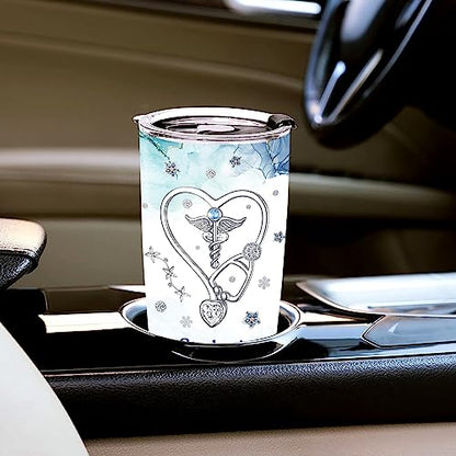 WAZONE Personalized Nutrition Facts Nurse Stainless Steel Tumbler 20 30oz Heartbeat Stethoscope Jewelry Insulated Travel Mug Medical Healthcare Graduation Gift For Nursing Women - color: Nurse