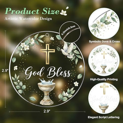 WhatSign Metal Christmas Cross Christian Ornament (Baptism-1) - color: Baptism-1