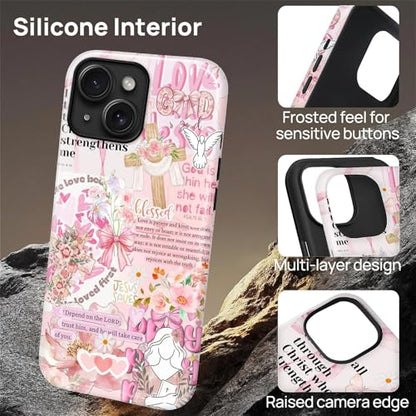 Magnetic Case for iPhone 14 iPhone 13, Compatible with Magsafe PC Hard Shell & Silicone Inner Bumper Anti-Scratch Full-Body Cover Shockproof Slim Design Retro Newspaper Collage Religious Jesus - color: Retro Newspaper Collage Religious Jesus, size: iPhone