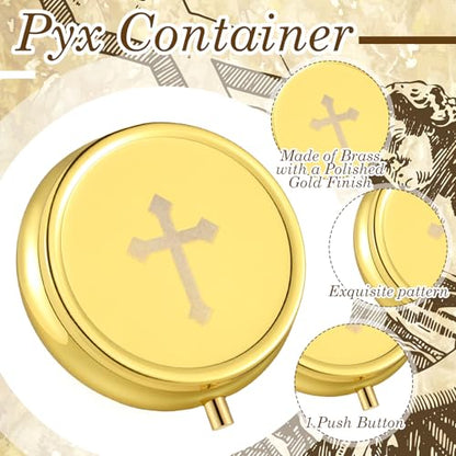 Huhumy 2 Pcs Catholic Communion Pyx Burse Gold Cross, Classic Style, Cross