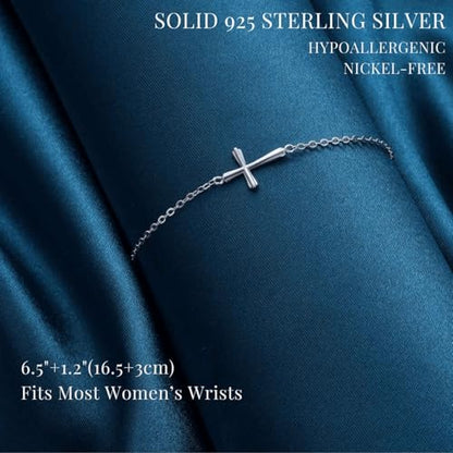 GAVU 925 Sterling Silver Small Cross Charm Bracelet for Women - color: Silver