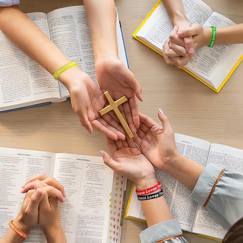 JUNEBRUSHS 42pcs Jesus Loves You Silicone Bracelets Bulk - style: Jesus Loves You Style