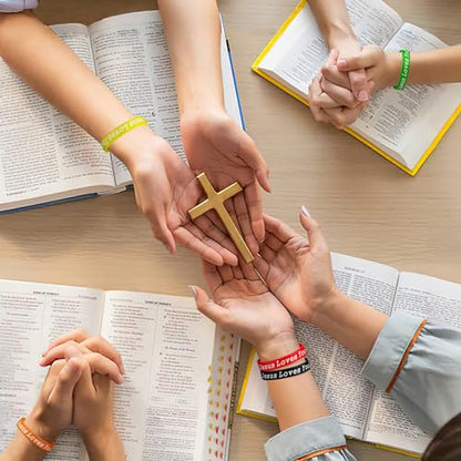 JUNEBRUSHS 42pcs Jesus Loves You Silicone Bracelets Bulk - style: Jesus Loves You Style