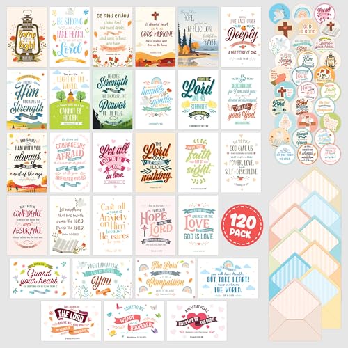 Decorably 120 Pack Inspirational 4x6in Christian Greeting Cards