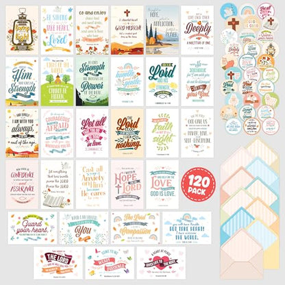 Decorably 120 Pack Inspirational 4x6in Christian Greeting Cards