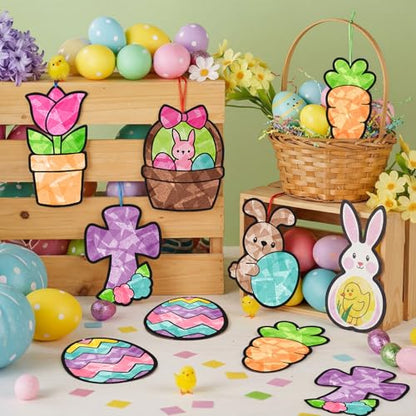Eersida 32 Sets Easter Suncatcher Craft Kit, Easter Window Art Crafts DIY - style: Easter C
