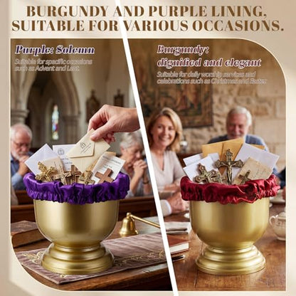 Zhehao 1 Pcs Large Offering Pot for Church Offering Pot with Removable Liner Prayer Ritual Bowl Tithes and Donations Smudge Basket for Church Communion Supplies (Stylish) - style: Stylish