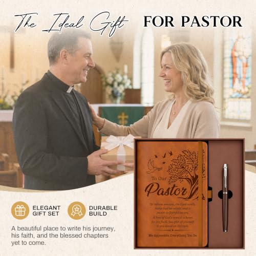 Pastor Appreciation Gifts for Men, Leather Journal Notebook With Pen - color: Pastor Appreciation