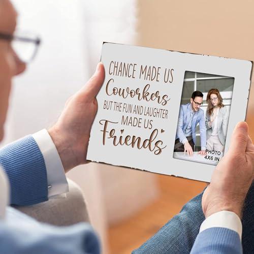 Wooden Engraved Picture Frame 4x6 Inches for Coworkers Colleague Friends - color: white coworkers