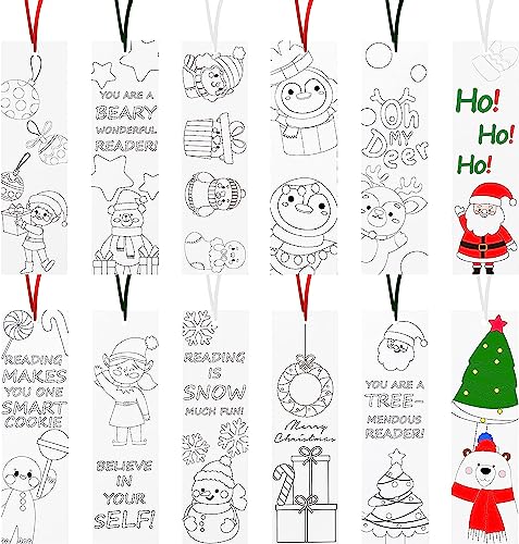 Haooryx Christmas Winter Coloring Bookmarks DIY Xmas Gift Tag Paper Craft - style: Classic-3