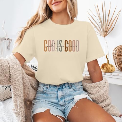 Tuislay Christian God is Good Shirt for Women Faith Jesus Shirts Bible Verse Religious Tshirts Inspirational Tees Cute Tops - color: Apricot, size: XX-Large