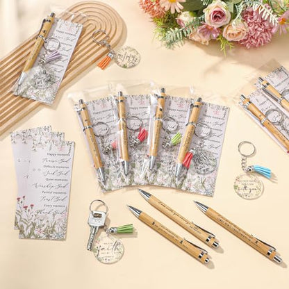 Spakon 10 Sets Christian Gifts Bulk Bible Verse Pens Keychain, Bible - style: Bible