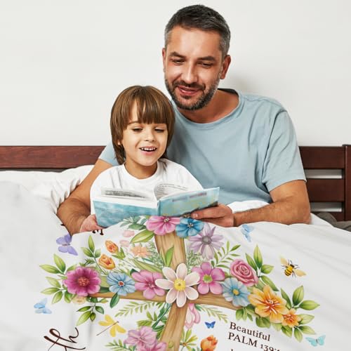 ENCYCOM Personalized Gods Say You are Blanket – Christian Faith Throw Blanket Bible Verses, Affirmation Religious Bedding for Women, Christmas Birthday Gift (Faith Cross Floral)