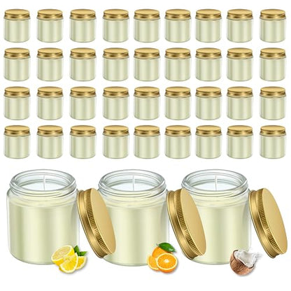 ACITHGL 36 Pcs 4oz Mini Mason Jar Candles Small Scented Candles Bulk Aromatherapy Ideal Souvenir Favors for Wedding Birthday Party (Lemon, Citrus, Coconut Milk, Gold) - color: Gold, style: Lemon, Citrus, Coconut Milk
