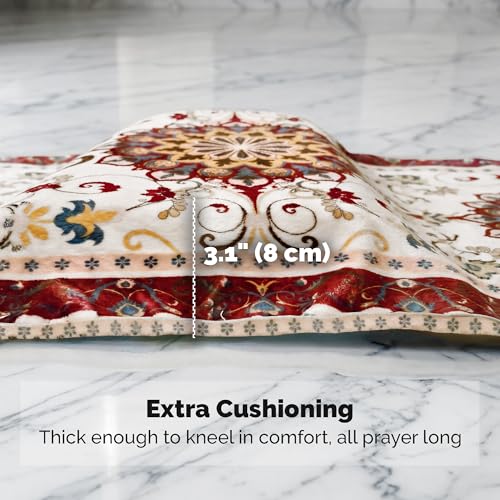 UrmiX Memory Foam Prayer Mat, Thick Prayer Rug for Daily Salah, Burgundy - color: Burgundy