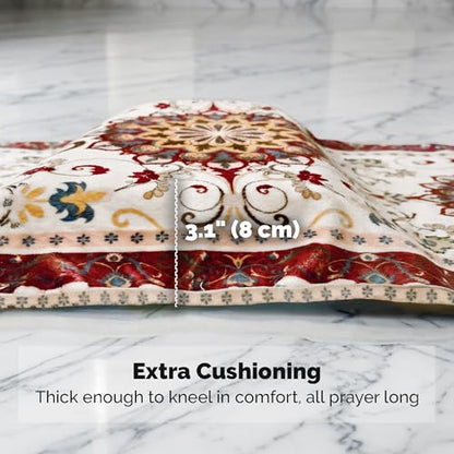 UrmiX Memory Foam Prayer Mat, Thick Prayer Rug for Daily Salah, Burgundy - color: Burgundy