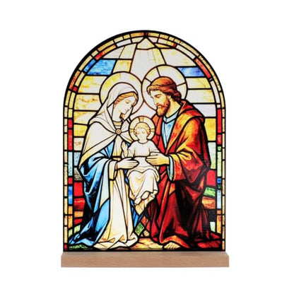 KOMI Holy Family Stand Statue Acrylic Catholic Icons Ornament Home Altar Decor Christian Gifts