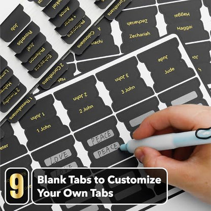 Mr. Pen- Laminated Bible Tabs, 75 pcs, Black, Gold Foil Embossed Lettering - color: Black (Gold Foil Lettering)