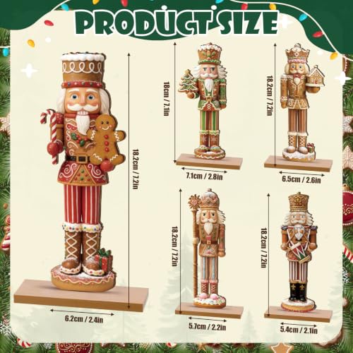 RattanView 5 Pcs Gingerbread Christmas Table Decorations Wooden Ginger Bread Nutcracker Decor Christmas Centerpiece Ginger Bread Village Xmas Nutcracker Tiered Tray Home Decor with Base for Party - style: Gingerbread Nutcracker