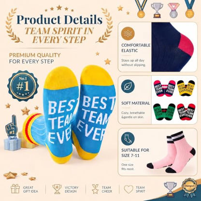 Glitopper 12 Pairs Best Team Ever Gift Socks Bulk - color: Multiple Color, style: Team