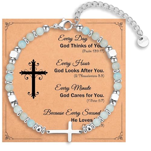 Religious Cross Bracelet for Women Girls, Christian Gifts - color: Every day God thinks of you