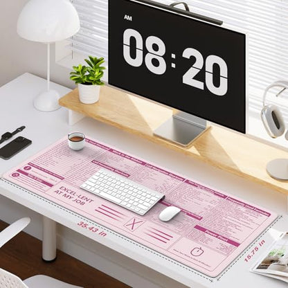 iCasso Excel Cheat Sheet Desk Pad, Pink Excel Shortcuts - color: Pink Excel Shortcuts