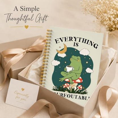 JMICTUB Everything Is Figureoutable Frog Inspirational Spiral Notebook 5.5x8.3, Mental Health Frog Coffee Hardcover Lined Journal - color: Spiral notebook-09