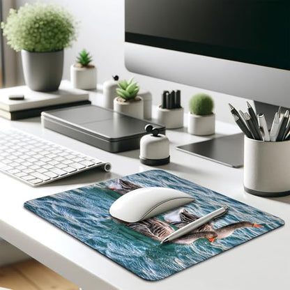 Greylag Geese Swimming on Teal Lake, Nature Wildlife Design Desk Mat - color: Color_DE0014XX