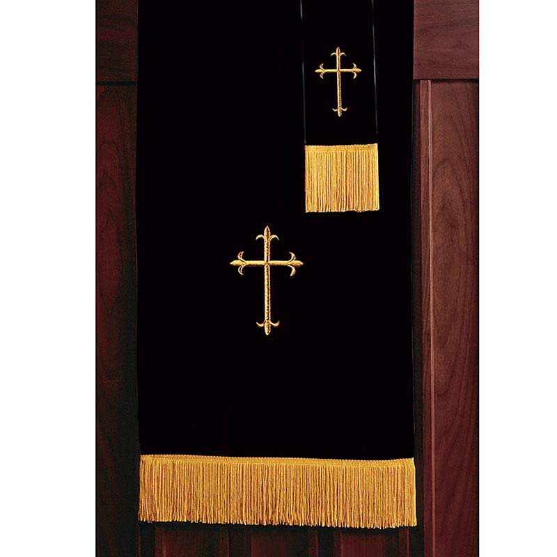 Murphy Robes Pulpit Scarves - Reversible Lectern Banner Embroidered with Gold Latin Cross Sanctuary Pulpit Scarf, 17 x 36-Inch, Black/White - color: Black/White