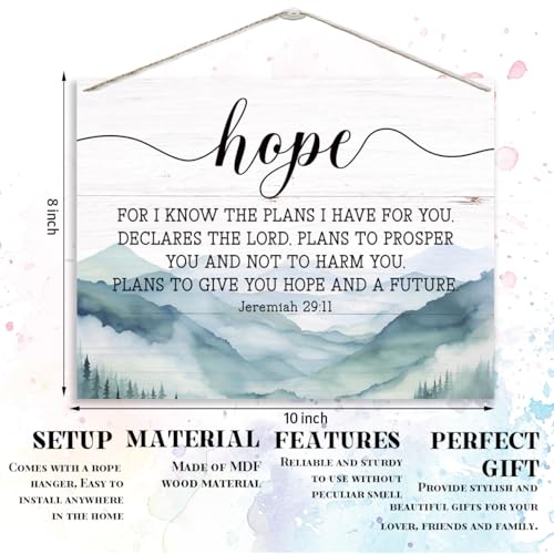 Christian Hope Sign, Religious Artwork for Wall Decor, Motivational Home Office Decors, Living Room Decor Signs, Bible Verse Decors, Inspirational Christian Gifts, Jeremiah 29:11 Wood Sign - color: 26